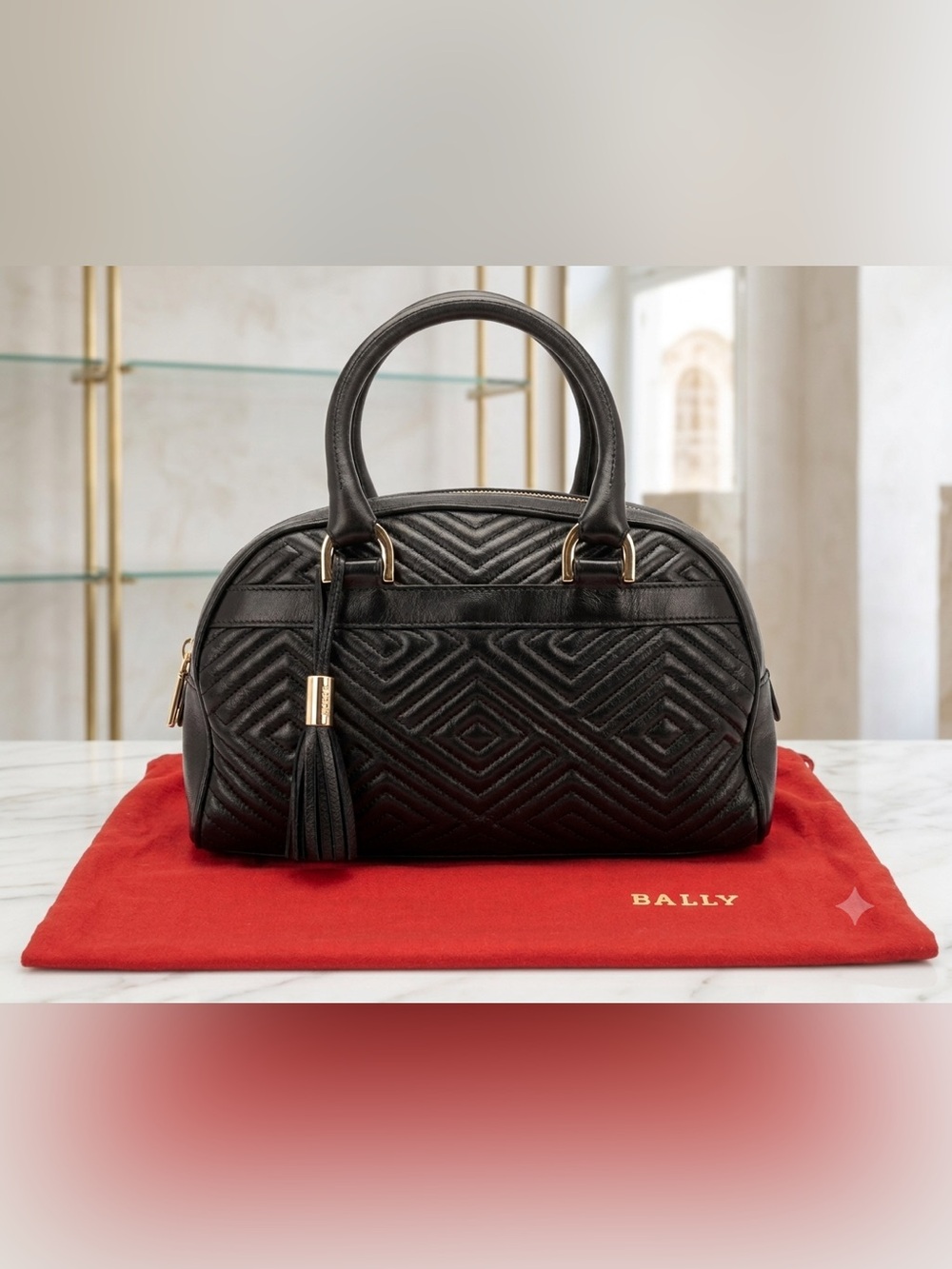 BALLY Melenina Vintage Boston Bag - Black Leather